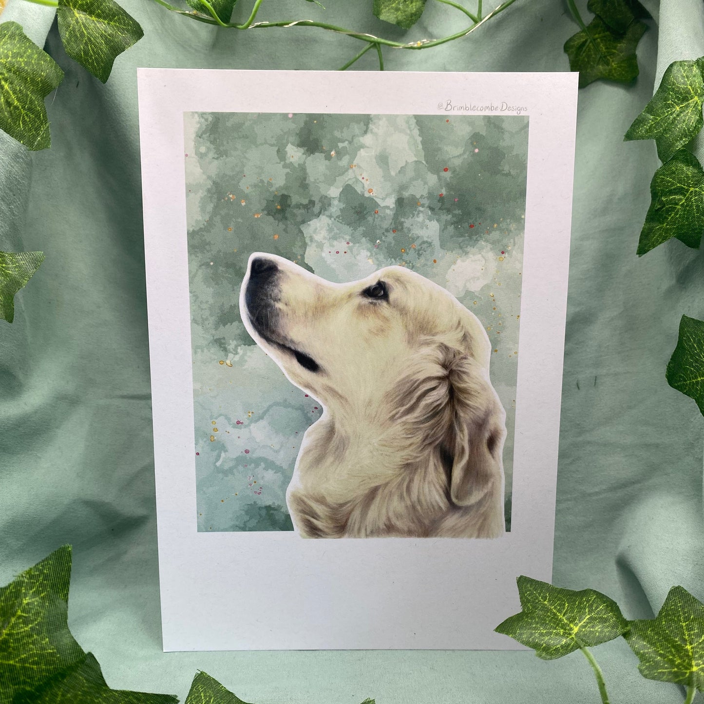 Golden Retriever Illustrated A5 Fine Art Print