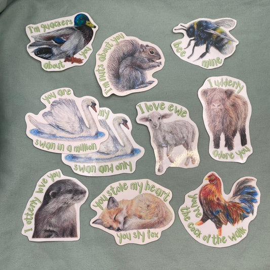 Sleepy Fox Illustrated Laminated Sticker | You Stole My Heart You Sly Fox