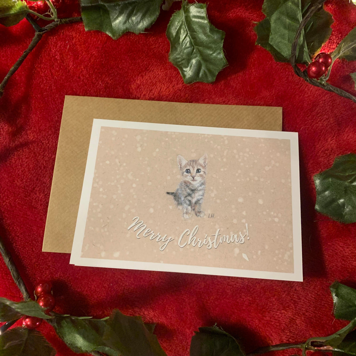 Snowy Kitten | "Merry Christmas" Card