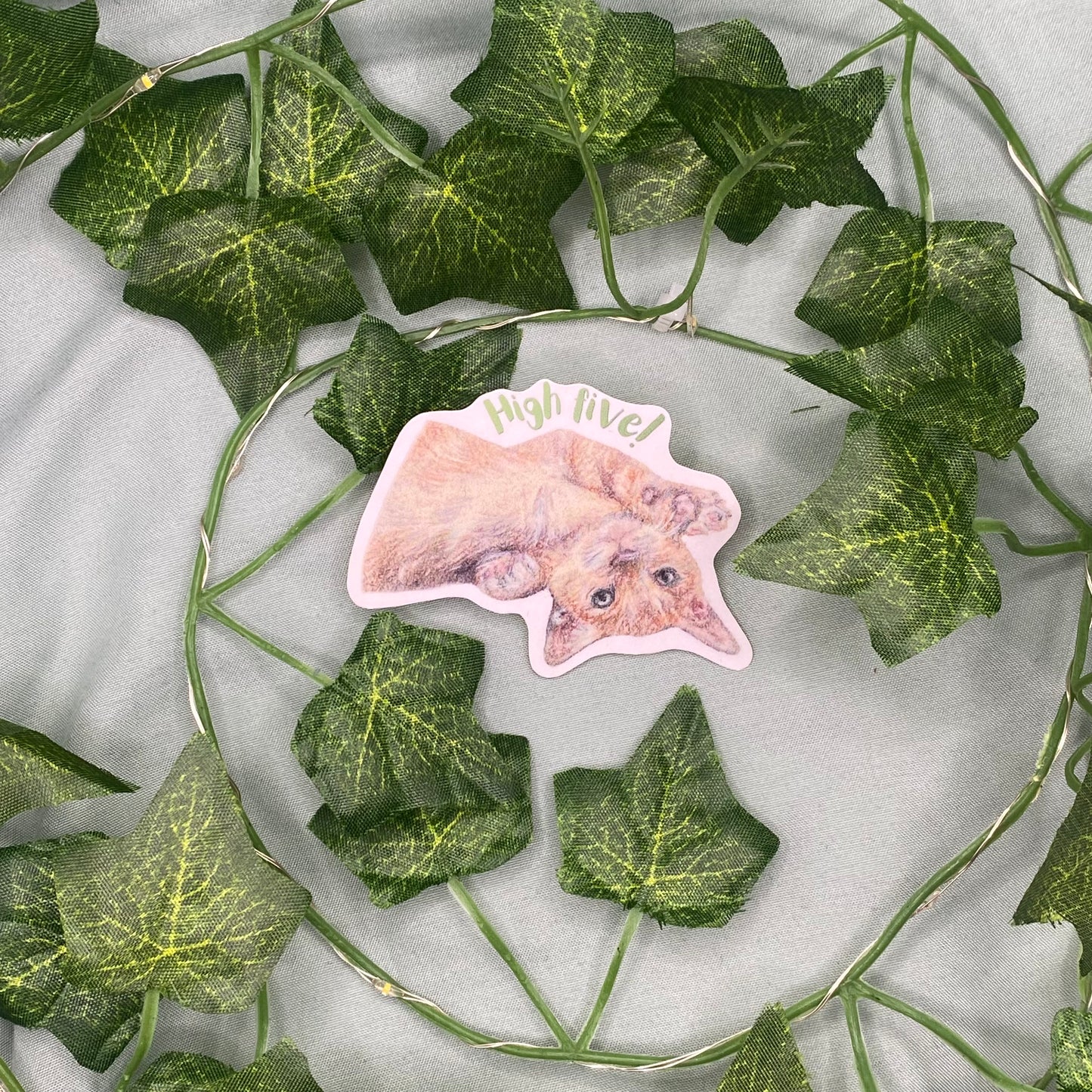 Ginger Kitten Illustrated Laminated Sticker | High Five