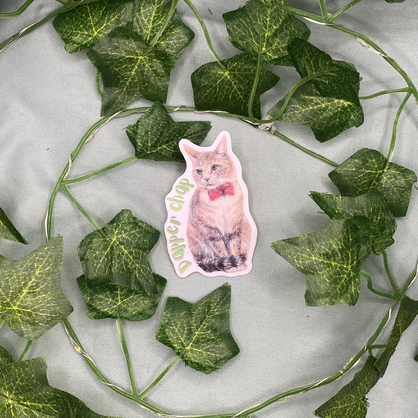 Bowtie Cat Illustrated Laminated Sticker | Dapper Chap