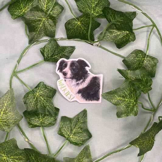 Collie Dog Illustrated Laminated Sticker | Walkies?