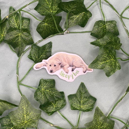 Sleepy Dog Illustrated Laminated Sticker | Sleepy Boi
