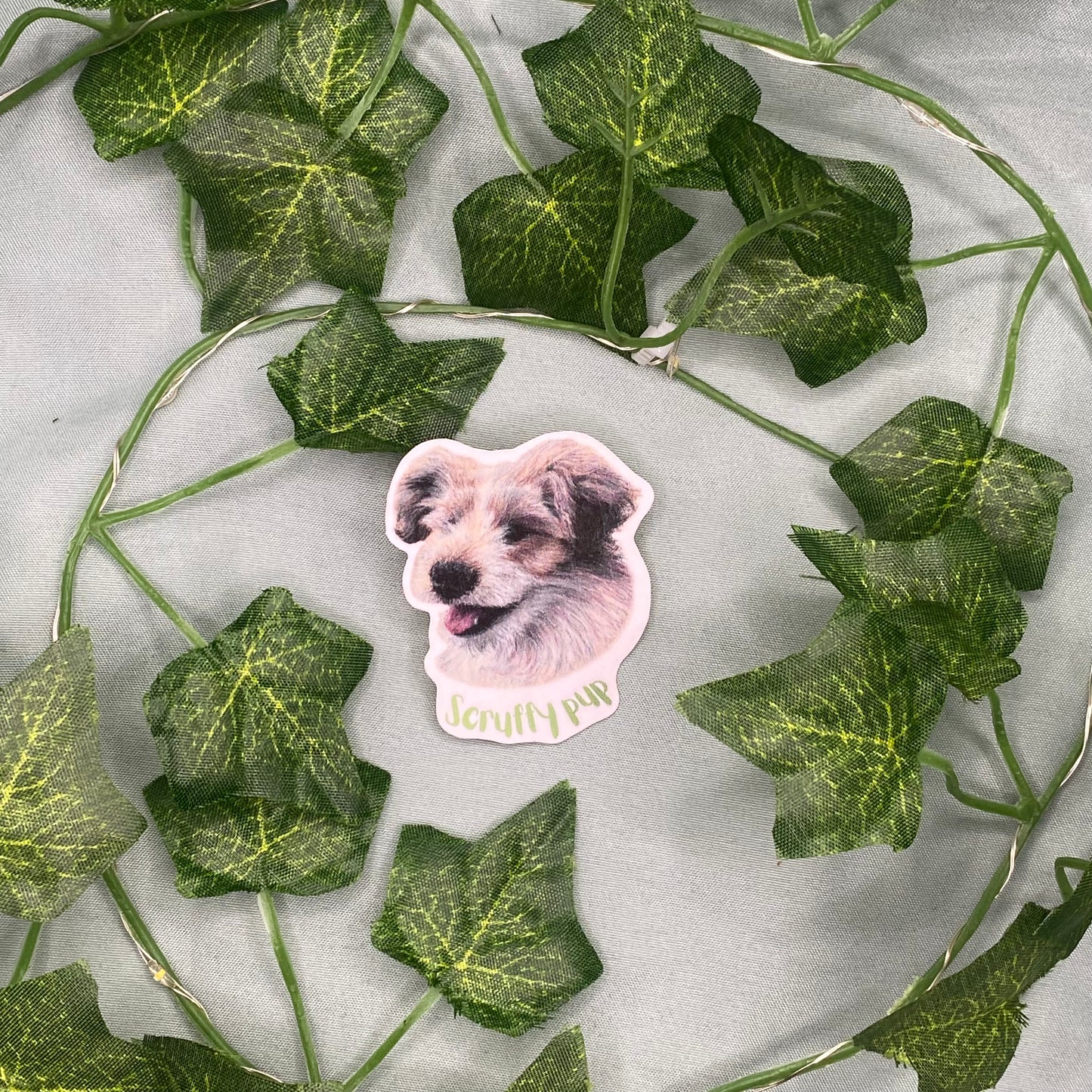 Puppy Dog Illustrated Laminated Sticker | Scruffy Pup