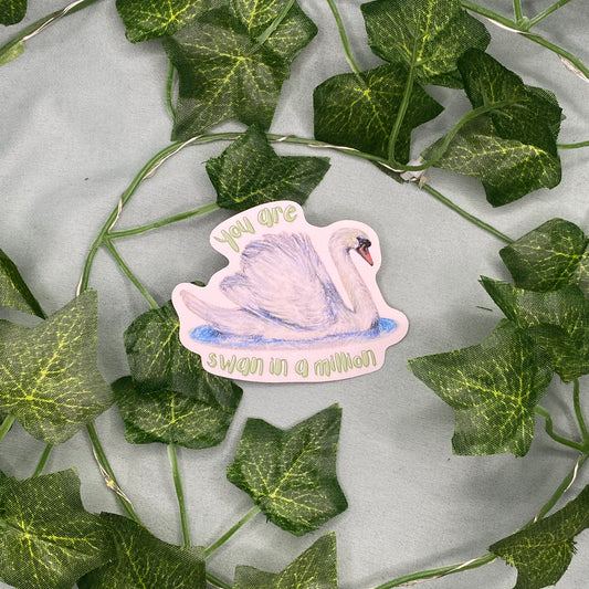Swan Illustrated Laminated Sticker | You are Swan in a Million