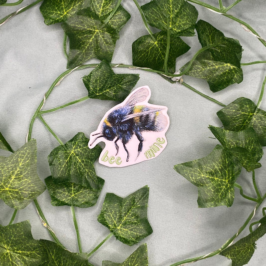 Bumble Bee Illustrated Laminated Sticker | Bee Mine