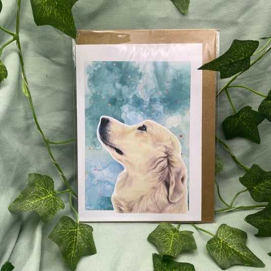 Golden Retriever Illustrated Greetings Card