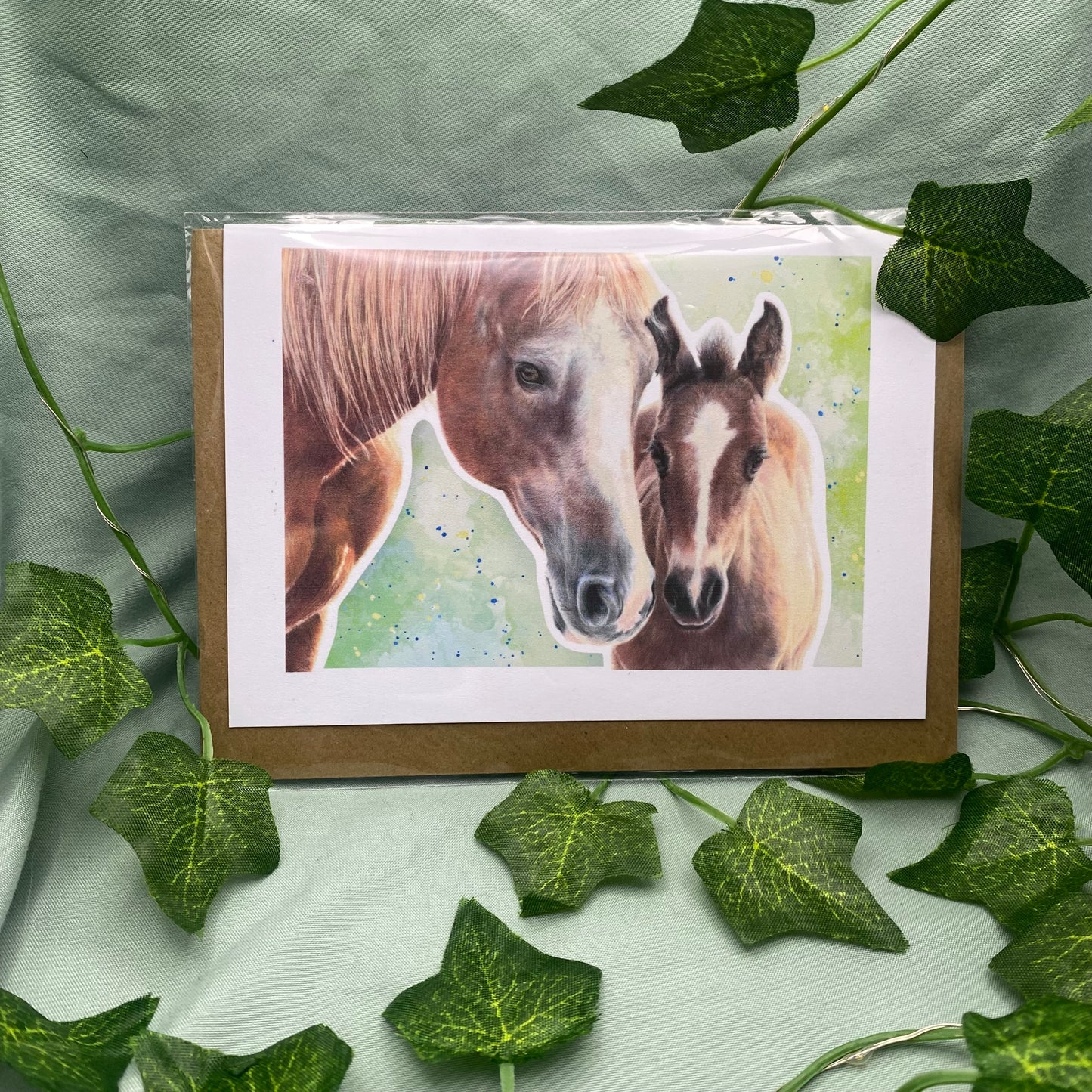 Mare and Foal Illustrated Greetings Card