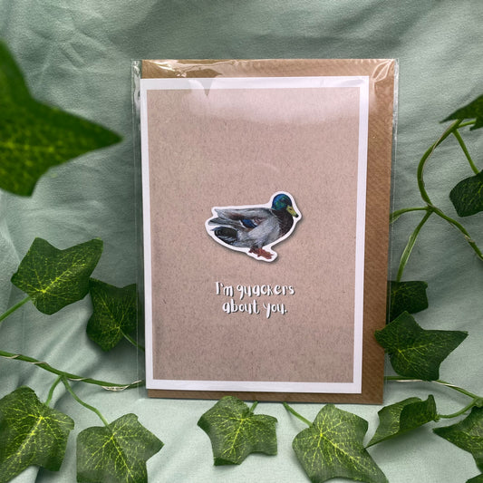 I'm Quackers About You Duck | Cute Animal Love Pun Card