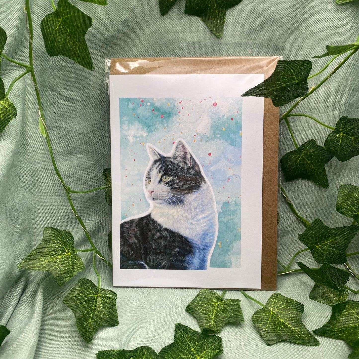 Tabby Cat Illustrated Greetings Card